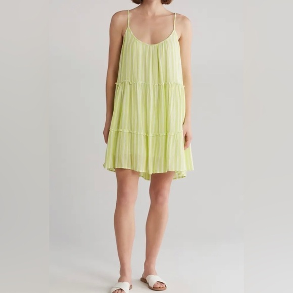 Elan Striped Tiered Cover Up Dress Beachwear Medium - Picture 1 of 7